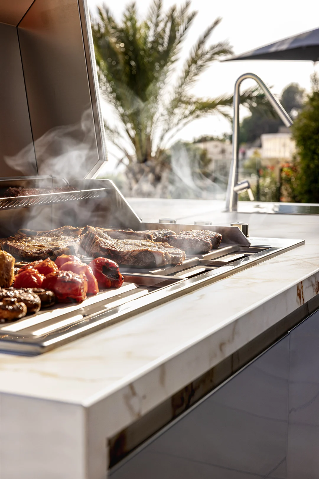 outdoor kitchen island with bar