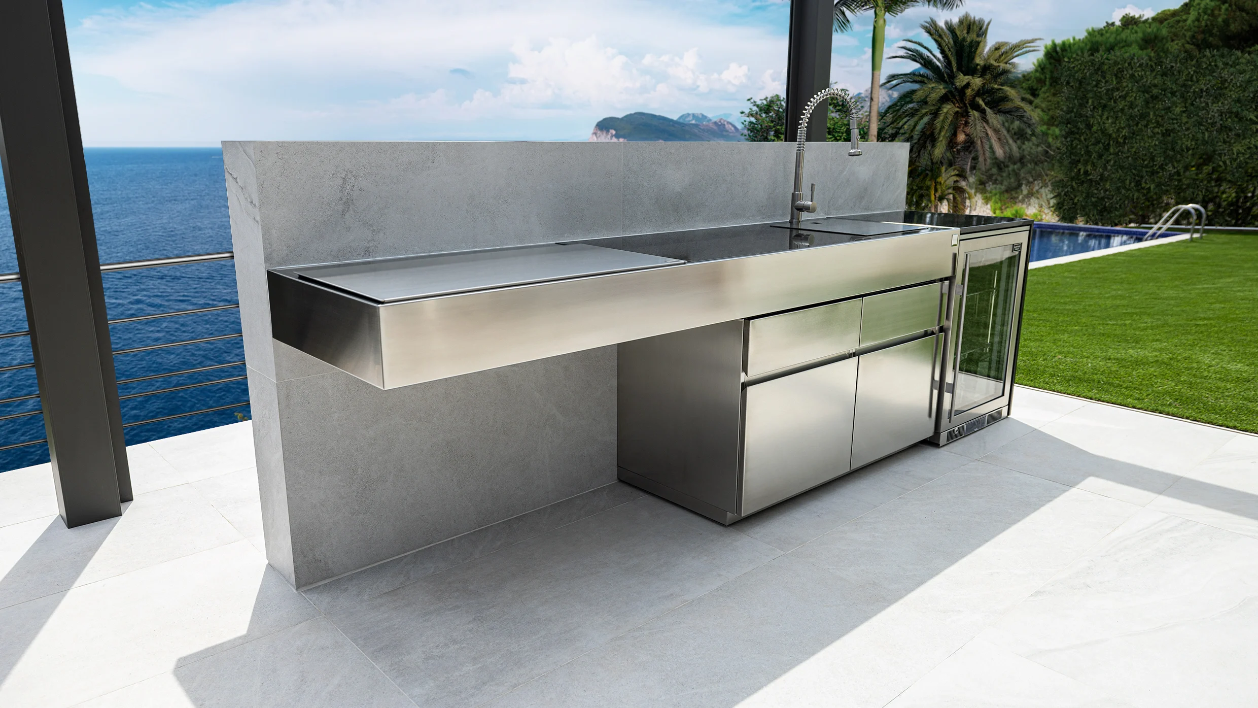 stainless steel bbq outdoor kitchen with sink