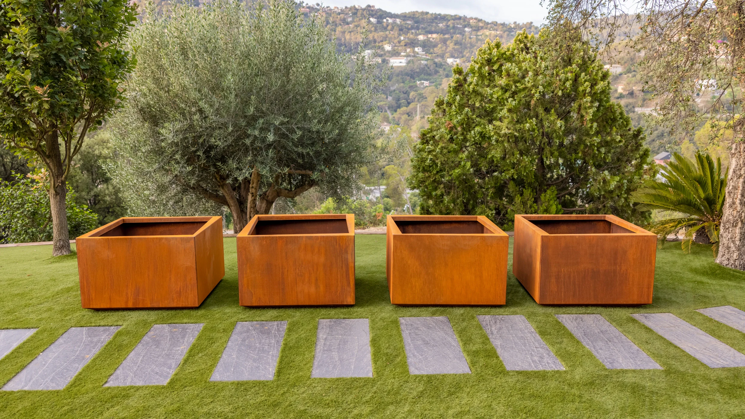 corten steel planter box