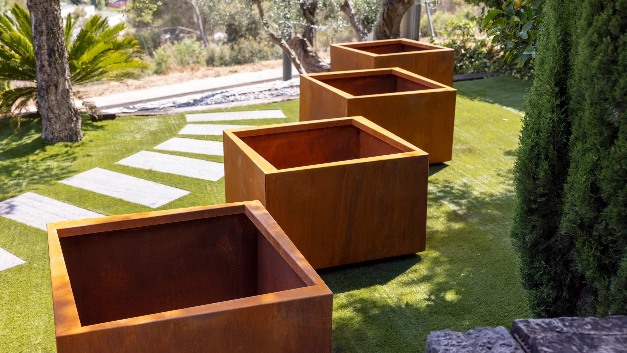 corten garden planters