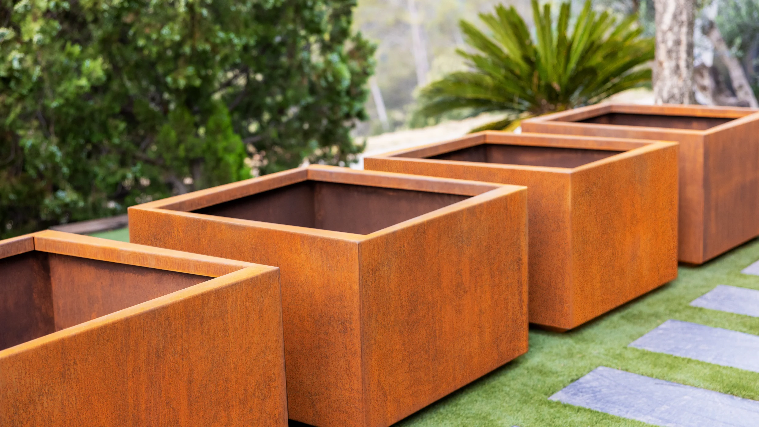 corten steel planter boxes