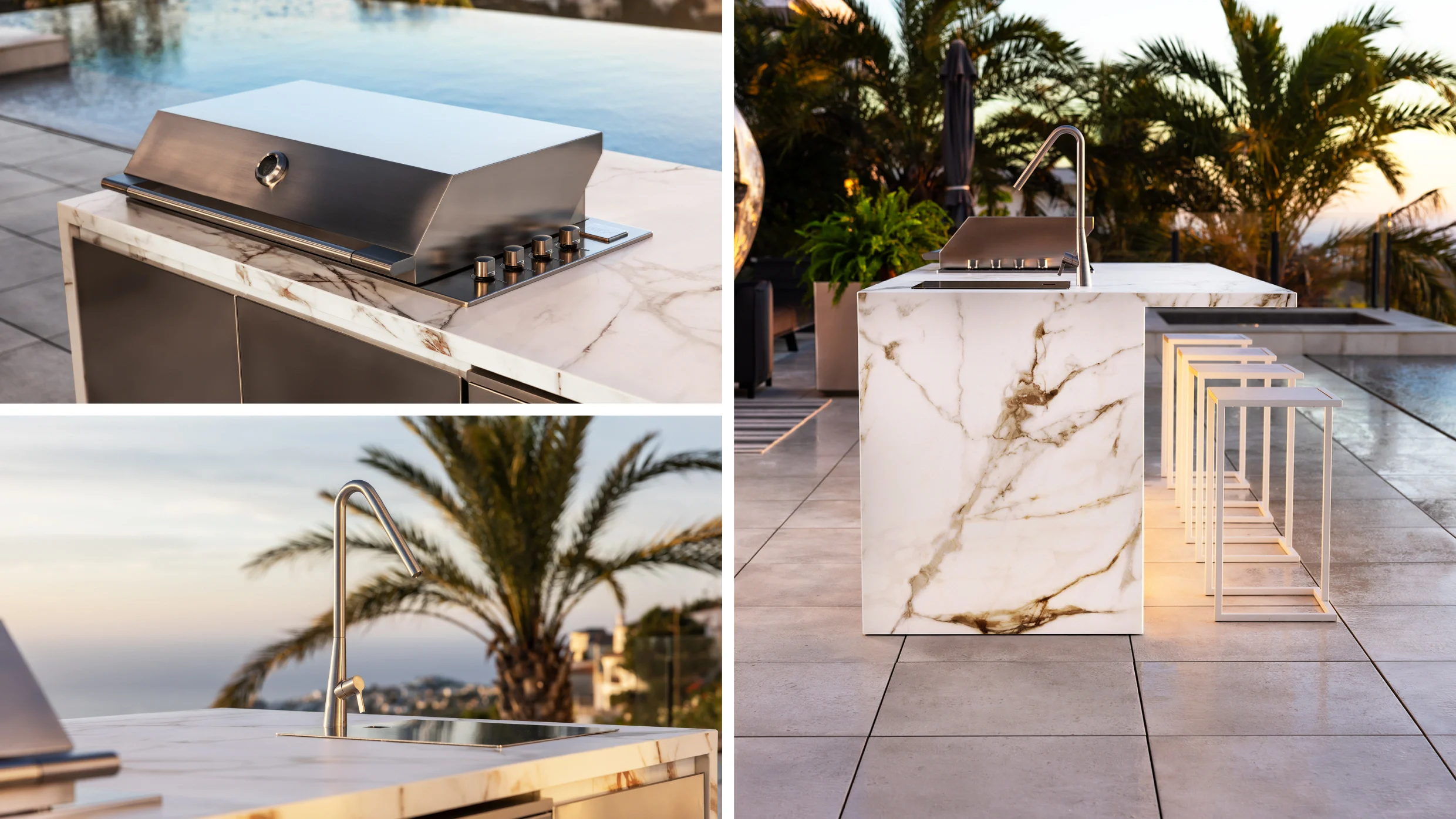 outdoor kitchen with bar seating