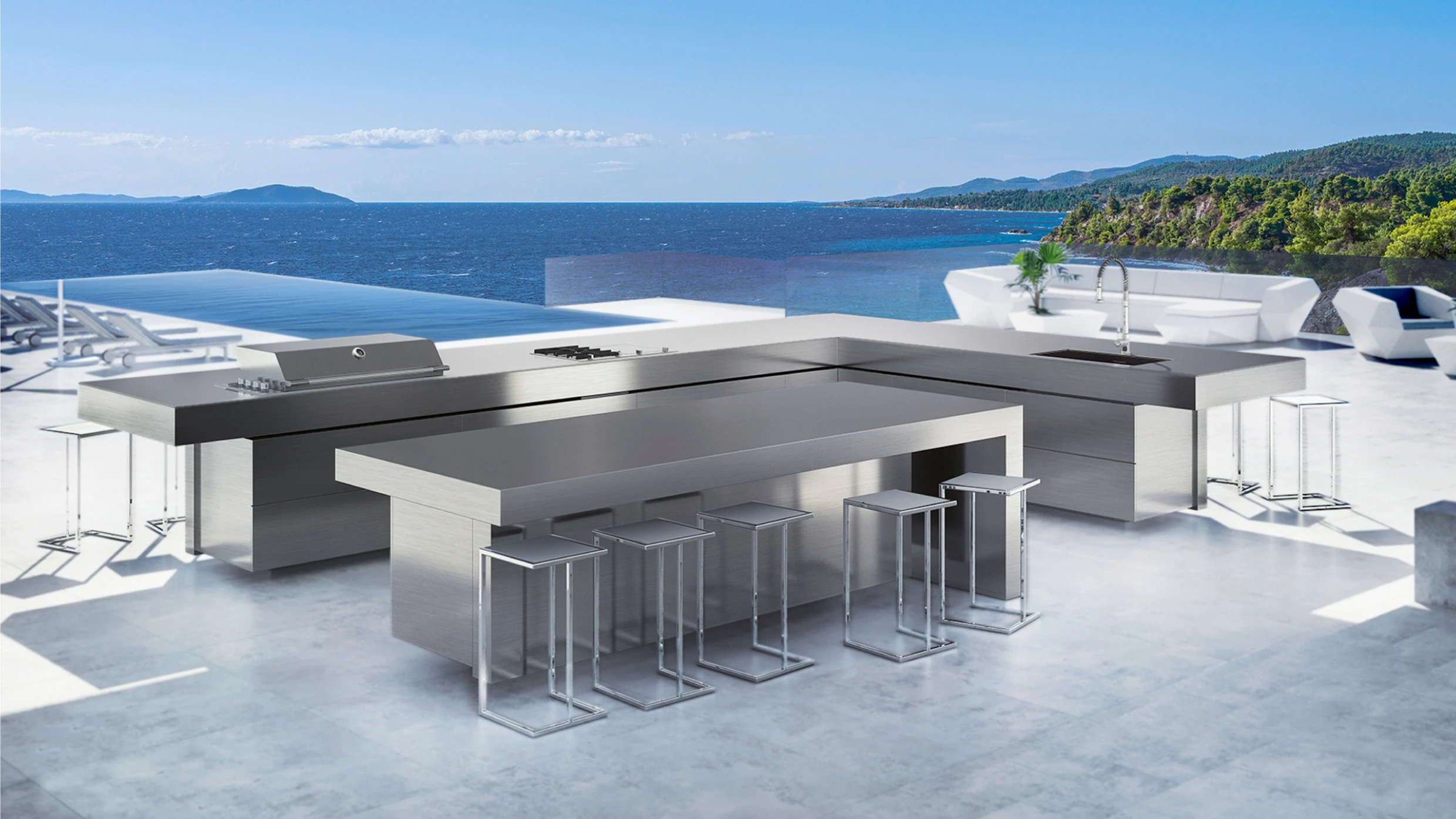 design a l shaped outdoor kitchen