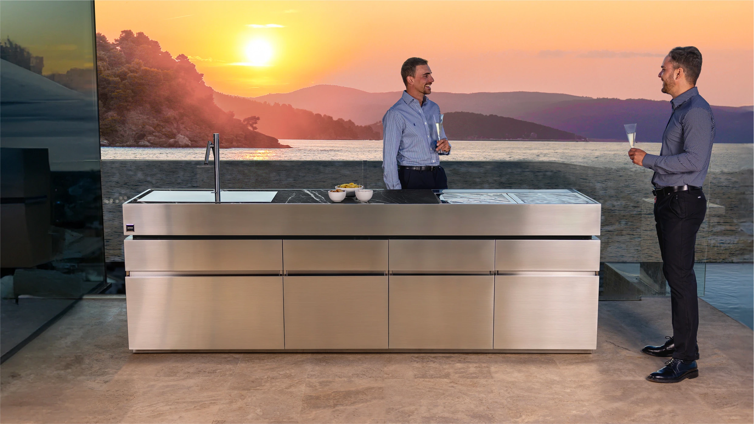 outdoor kitchen made stainless steel